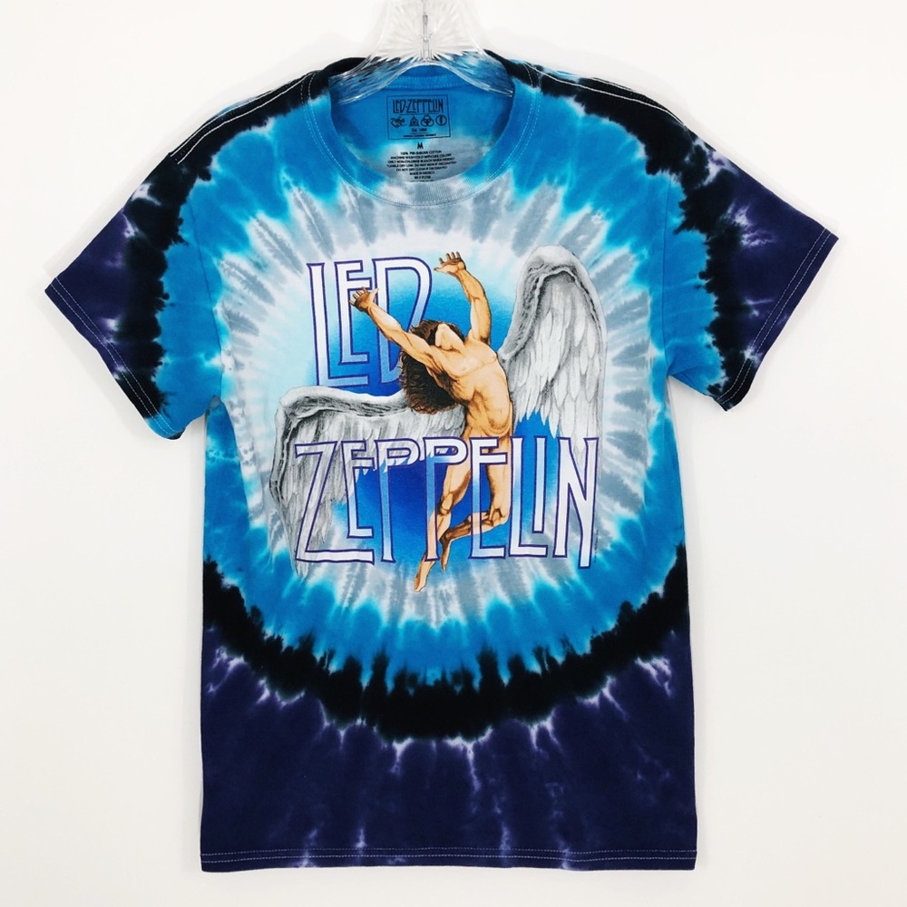 Led Zeppelin Blue Tie Dye Graphic Band Tee Shirt